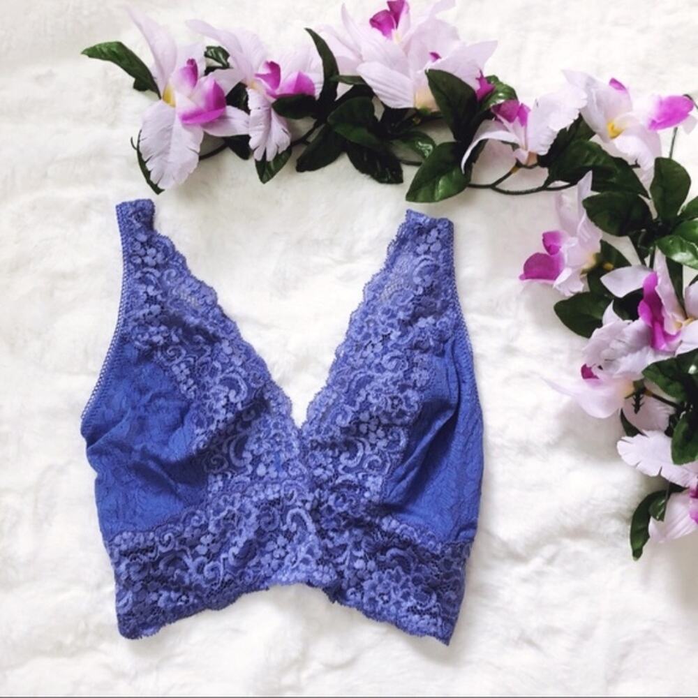 Soma Light Blue Plunge Lace Bralette